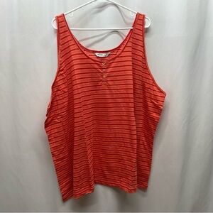 Sonoma Womens 5x coral striped plus size tank top shirt new with tags